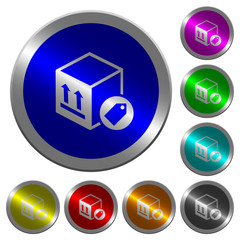 Package labeling luminous coin-like round color buttons