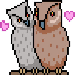 vector pixel art owl couple
