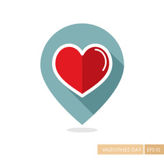 Heart pin map icon, Love symbol Valentine Day