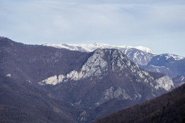 Fototapeta na wymiar Low mountains in the Domogled - Cerna National Park in Romania