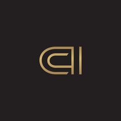 initial letter logo line unique modern, gold color