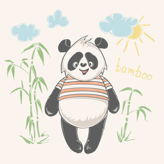 Panda bear vector illustration. Animal vector. print design panda, children print on t-shirt