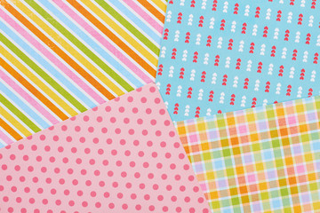 Paper pattern background. Flat lay colorful paper background. Material for creativity.