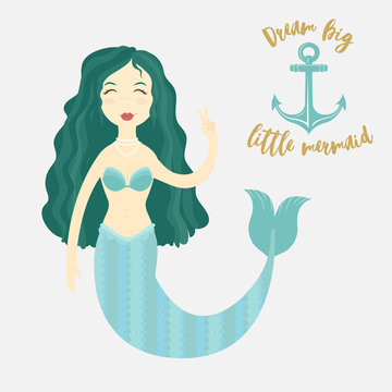 Vector image of a cartoon mermaid