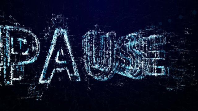 pause. Intro before starting or in pause. Tech header made up of small numbers and symbols. Show pause