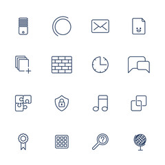 Set of 16 vector icons for software, application or websites - social media and technology