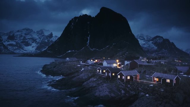 fisherman village Hamnoy by night, Lofoten Islands, Norway