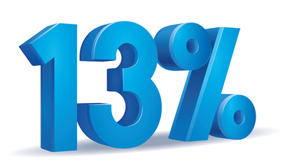 illustration Vector of 13 percent blue color in white background