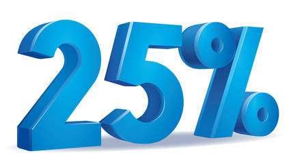 illustration Vector of 25 percent blue color in white background