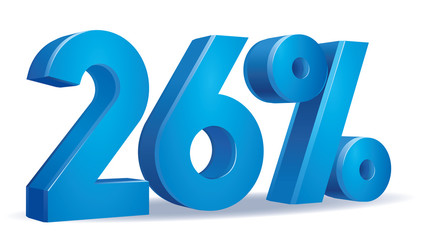 illustration Vector of 26 percent blue color in white background