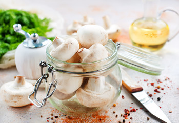 raw mushrooms