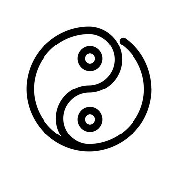 recommend clip art: Yin yang icon. Outline modern design element. Simple black flat vector sign with rounded corners.