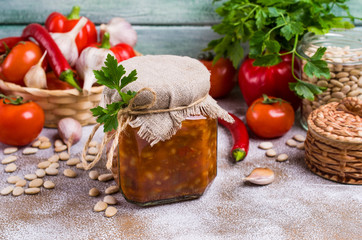 Canned beans with vegetables