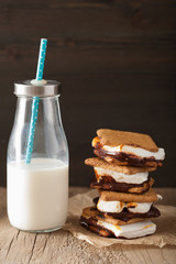 homemade marshmallow s'mores with chocolate on crackers