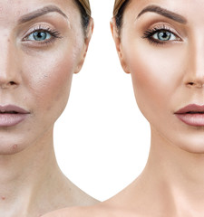Comparison portrait of young woman