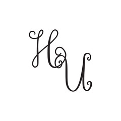 Fototapeta na wymiar Handwritten monogram HU icon