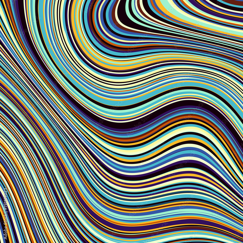 Poster Abstract vector background. Curved psychedelic irregular lines. Pattern based on fractal image.