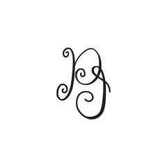 Handwritten monogram PI icon