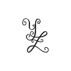 Handwritten monogram YZ icon