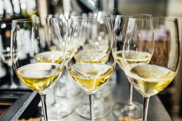 Full cold champagne flutes