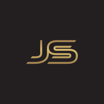 initial letter logo line unique modern, gold color