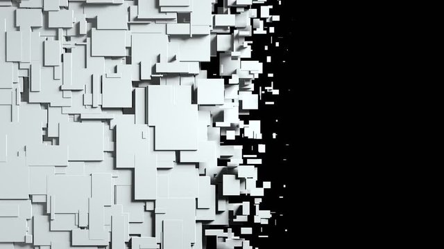 Black and white cubes screen wipe transition with alpha channel.3D animation
