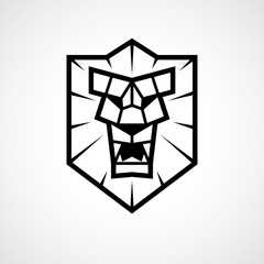 Lion head shield logo