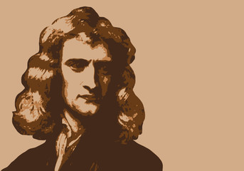 Newton - savant - portrait - personnage historique - astronome - mathématicien - physicien - obrazy, fototapety, plakaty