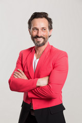 Half length portrait of brave smiling man. Beauty concept.