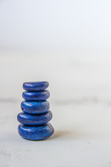 Fototapeta na wymiar Pile of stones. Decorative blue stones, copy space