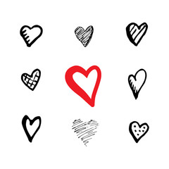 Vector hand drawn heart set.