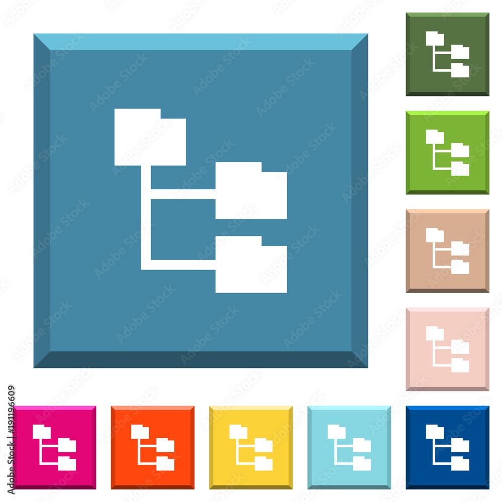 Poster folder structure white icons on edged square buttons