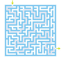 Labyrinth maze game with solution. Line path