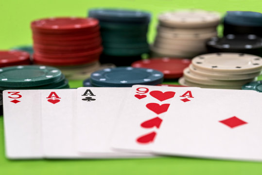 cards and poker chips - close-up