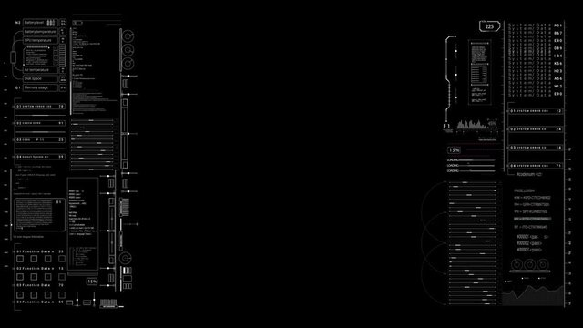 PNG alpha.HUD viewfinder terget.Futuristic infographic elements.HUD pattern.Good for tech video overlay.As HUD infographic material texture for 3D models animation.Type 5