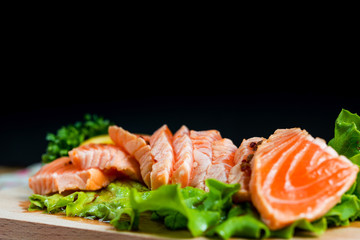 Japanese food fresh raw fish mixed sashimi