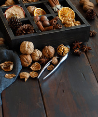A box full of spices and nuts