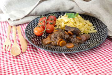 Home made Beef Bourguignon with Tagliatelle