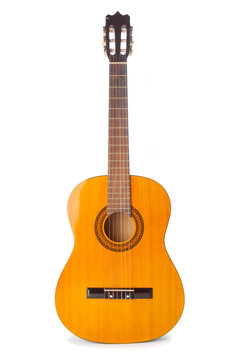 Acoustic guitar isolated on white background