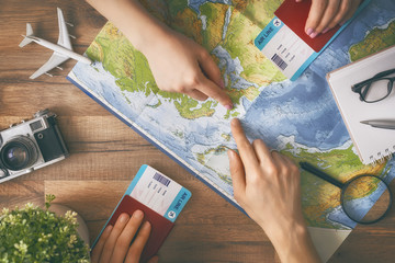 Man and woman are planning trip