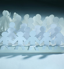 business concept.a large team of paper doll