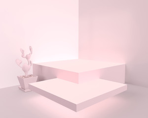 Valentine branding mockup concept on pink background.