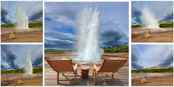 The pillar of hot water and steam