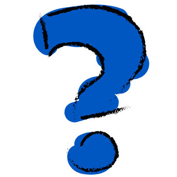 Blue watercolour question mark