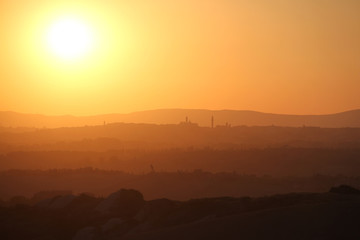 Sunset near Siena, Crete Senesi, Tuscany, Italy