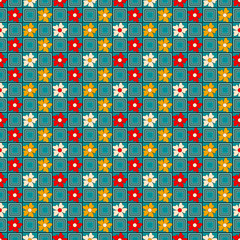 Seamless vector floral illustration with geometric shapes. Design elements for Scrapbook. Can be used for wallpapers, fills images, background, surface