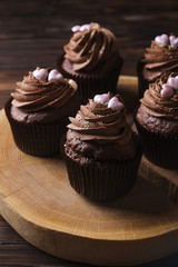 Tasty home made baked birthday muffins sweets. Yummy bakery products bad for figure. Unhealthy sweets. Holiday christmas, womens mothers day, happy valentine, february. Make up present for girlfriend