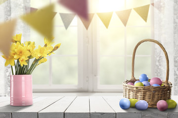 easter table background and free space for your decoration. 
