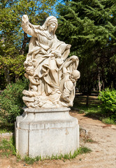 Ancient Sculptures of Villa Giulia garden in Palermo, Sicily, Italy
