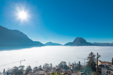 Lugano landscape with atmospheric phenomenon